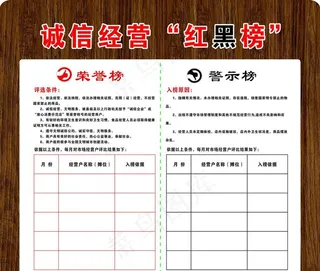 诚信经营红黑榜图片