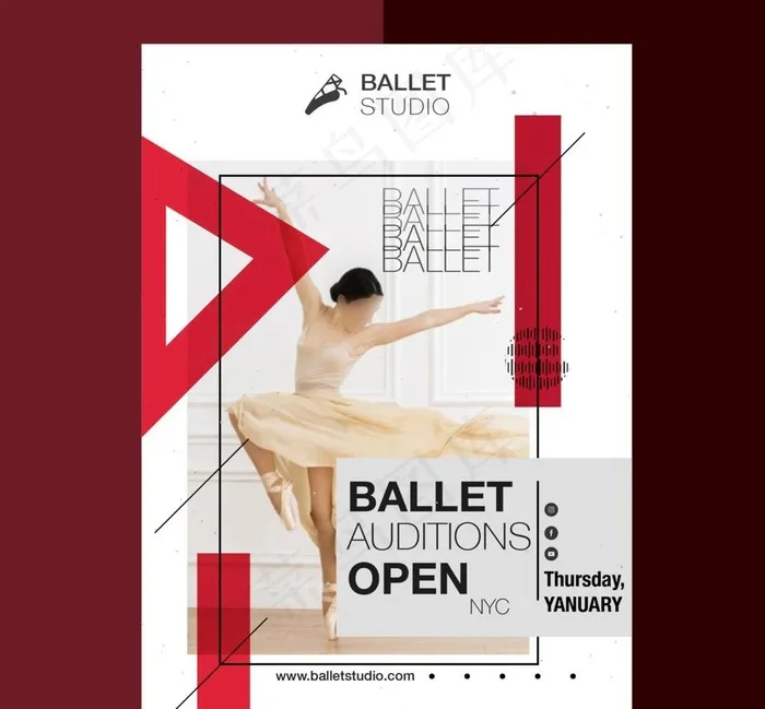 芭蕾舞海报图片(2451x2443)psd模版下载