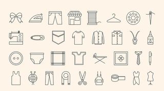 裁缝制衣主题简笔风格图标矢量图片