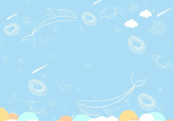 蓝色卡通背景图片(5580x4067)psd模版下载