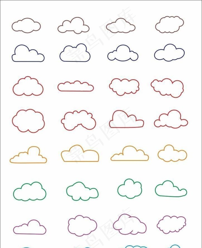 云朵线条图片cdr矢量模版下载