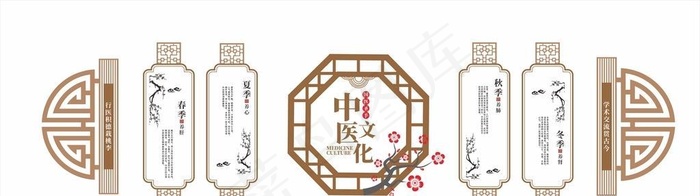 中式中医文化墙图片cdr矢量模版下载