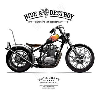 复古机车插画图片