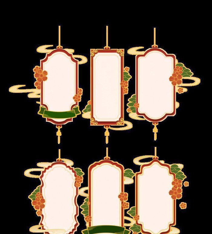 中式花纹边框 古典祥云素材图片