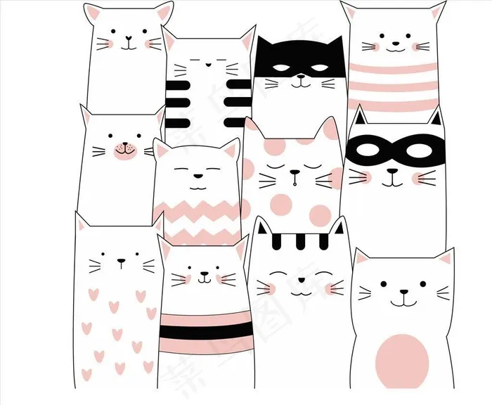 卡通猫图片ai矢量模版下载