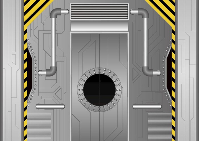 太空科幻金属飞船门矢量图片