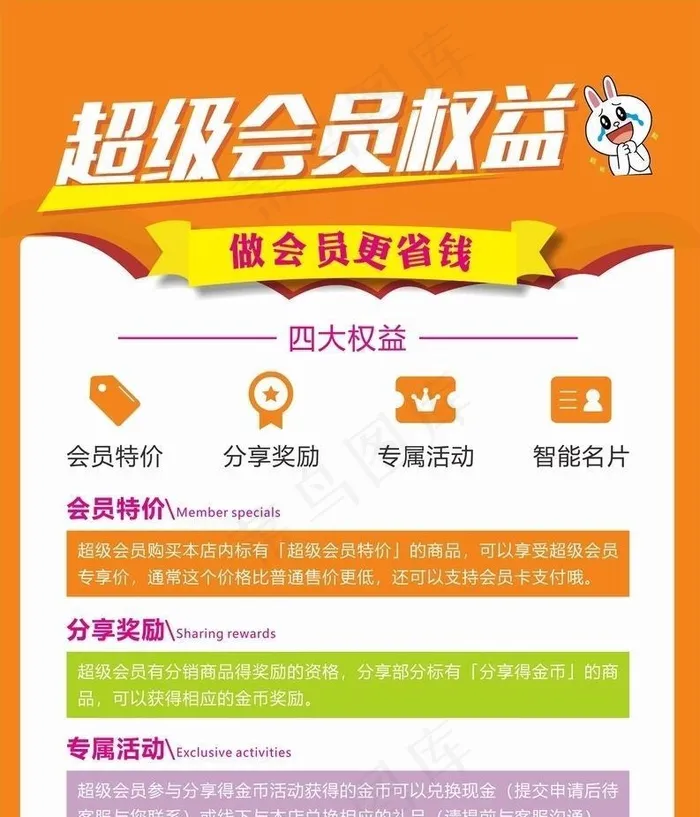 超级会员权益图片cdr矢量模版下载