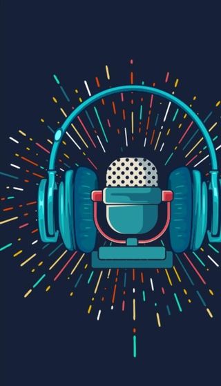 简约卡通耳机背景图图片