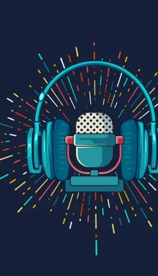 简约卡通耳机背景图图片