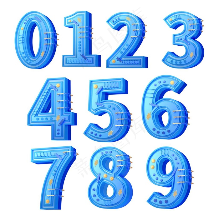 蓝色c4d数字图片