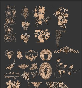 葡萄葡萄酒矢量版画图片