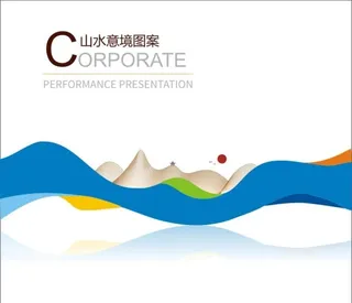 中式古典花纹山水线条图片