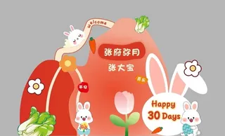 红色兔子卡通宝宝宴图片