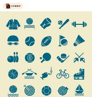 扁平体育运动图标图片