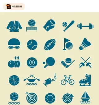 扁平体育运动图标图片