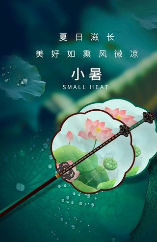 小暑节气扇子海报图片