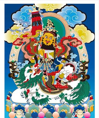 藏式唐卡佛,教财宝天王,藏式唐卡,