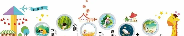 24节气幼儿园文化墙图片cdr矢量模版下载