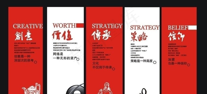 企业文化展板图片cdr矢量模版下载