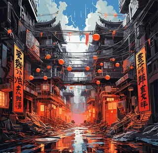 中国风建筑插画图片