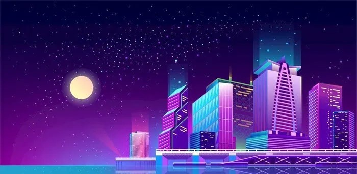 科幻城市剪影图片ai矢量模版下载