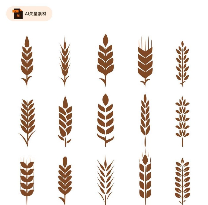 稻穗麦穗矢量素材图片ai矢量模版下载