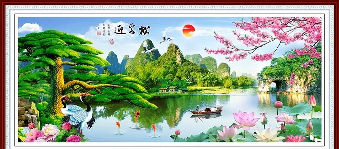 迎客松图片(7441x3520)psd模版下载