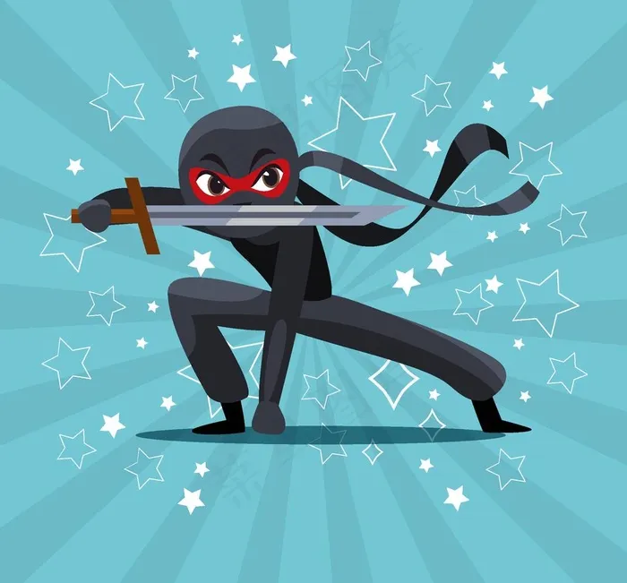 忍者图片ai矢量模版下载