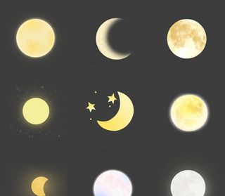 发光闪亮月亮圆月弯月月球图片