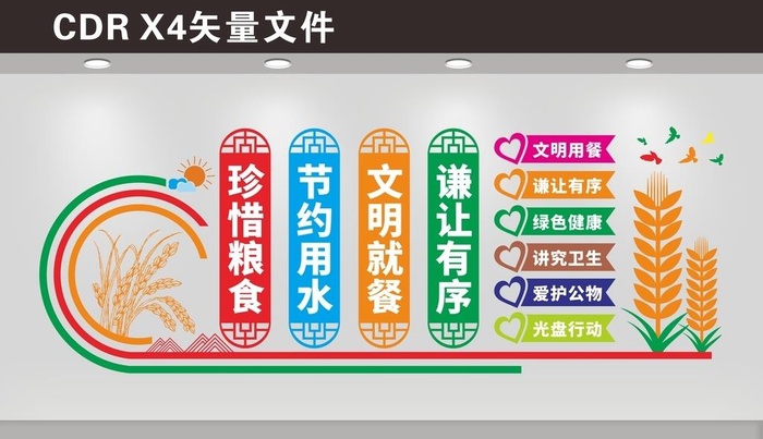 食堂文化墙图片cdr矢量模版下载