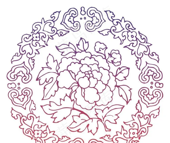高清透明中国风牡丹花纹素材图片(8000x7981)psd模版下载