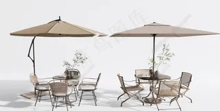 现代户外桌椅模型图片
