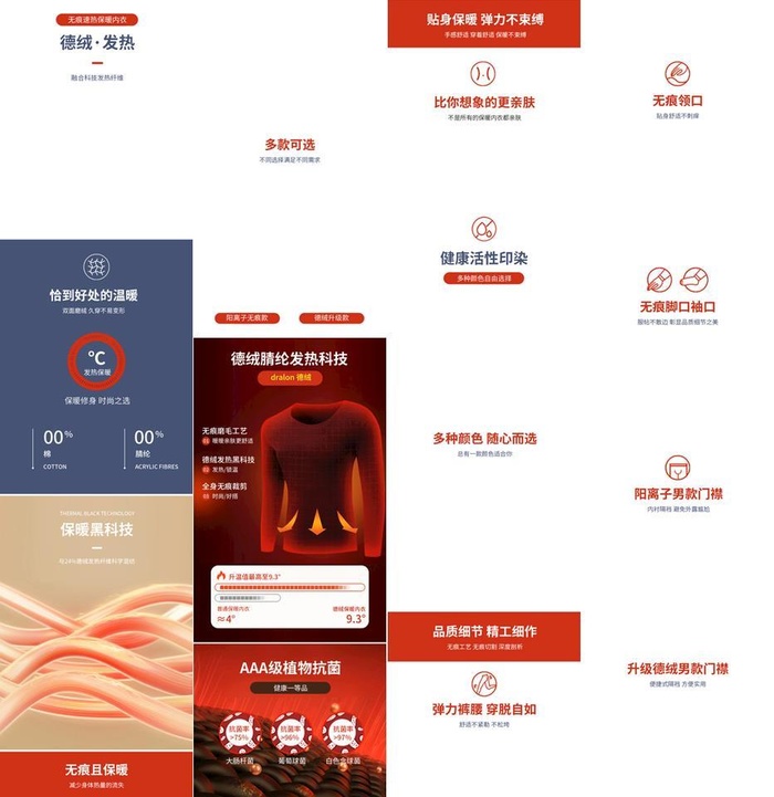 秋衣秋裤保暖内衣套装详情页描述图片