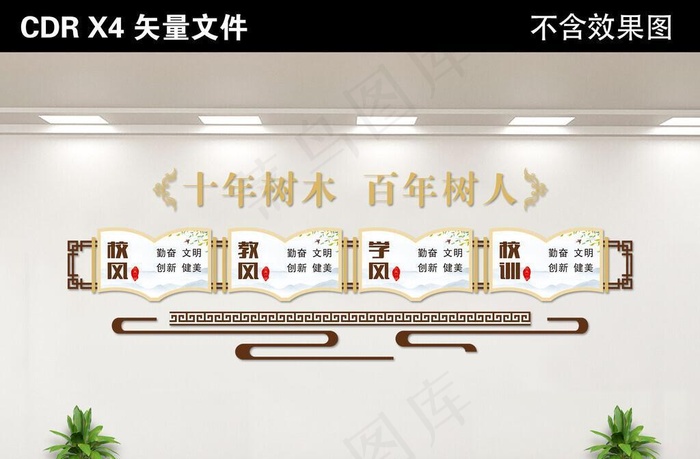 校园文化墙图片cdr矢量模版下载