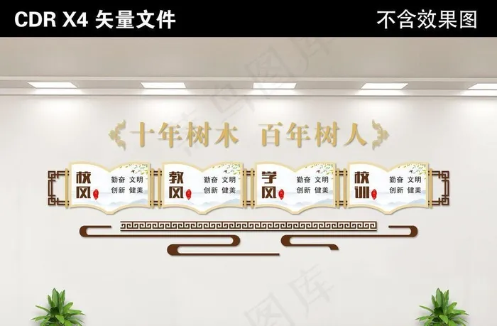 校园文化墙图片cdr矢量模版下载