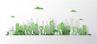 绿色城市背景插画图片