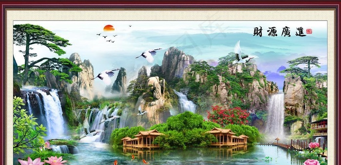 山水画图片(3150x1969)psd模版下载