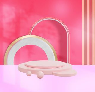 玫红色展台电商背景图片