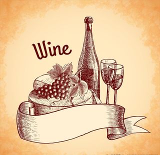 手绘红酒素材图片