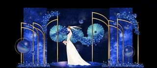 蓝色婚礼背景图片