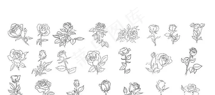线条玫瑰花图片ai矢量模版下载