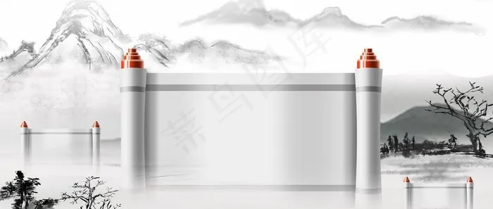 卷轴图片(1920x1000)psd模版下载