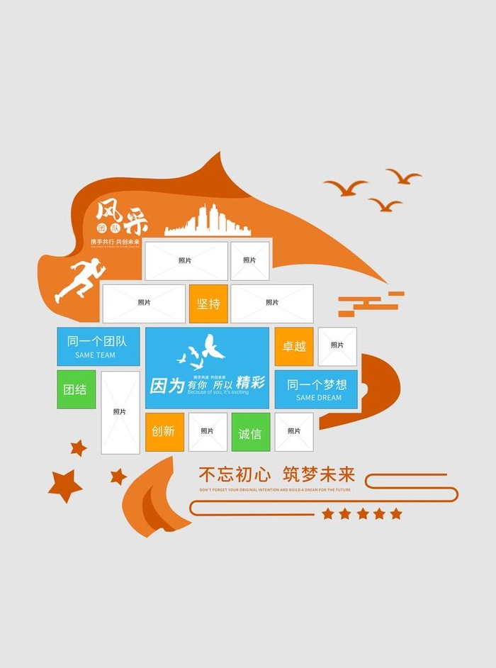 企业文化墙图片(10630x14764)psd模版下载