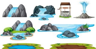 卡通假山瀑布图片