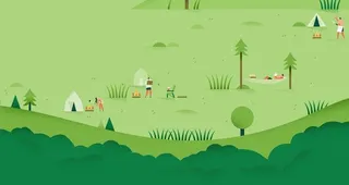 绿色草地树插画背景图片