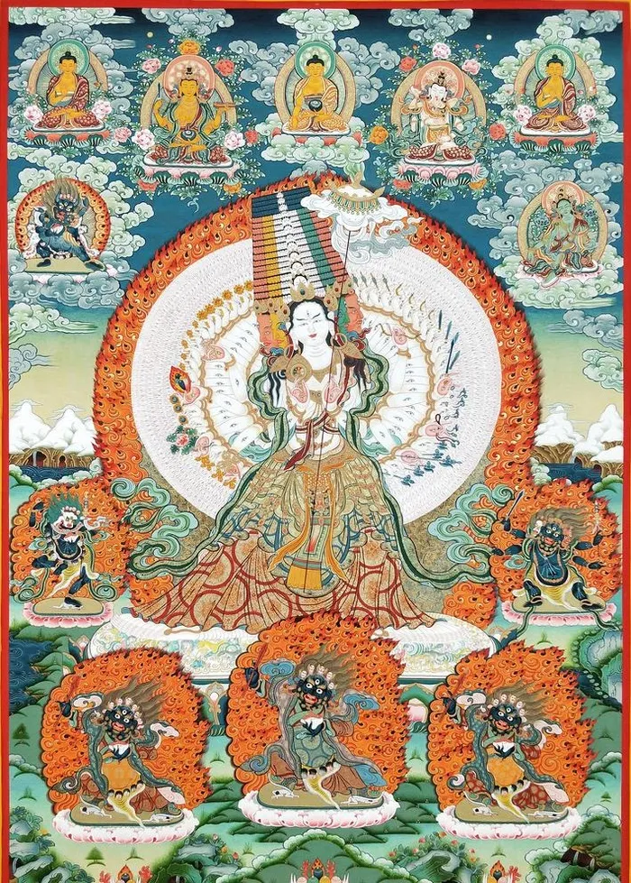 藏式图案,图案,唐卡,藏式唐卡,白伞佛,
