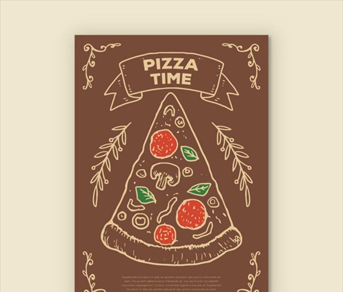 手绘简笔美味的披萨海报图片