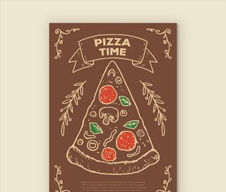 手绘简笔美味的披萨海报图片