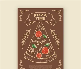 手绘简笔美味的披萨海报图片