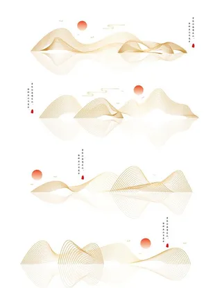 中国风金线云纹山纹底纹图片